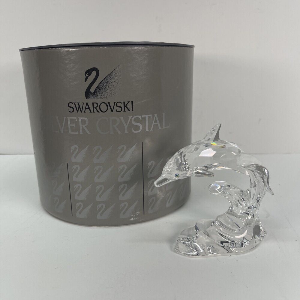 Swarovski Crystal Figurine Dolphin On Wave 190365 with Box - MSRP $210